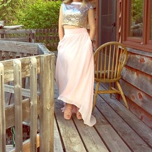 Two piece crop top sequin dress